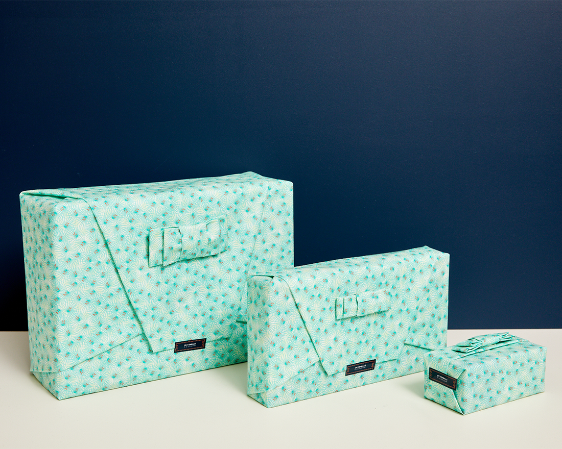 3 emballages cadeaux vert Vincennes de 3tailles avec noeuds assortis