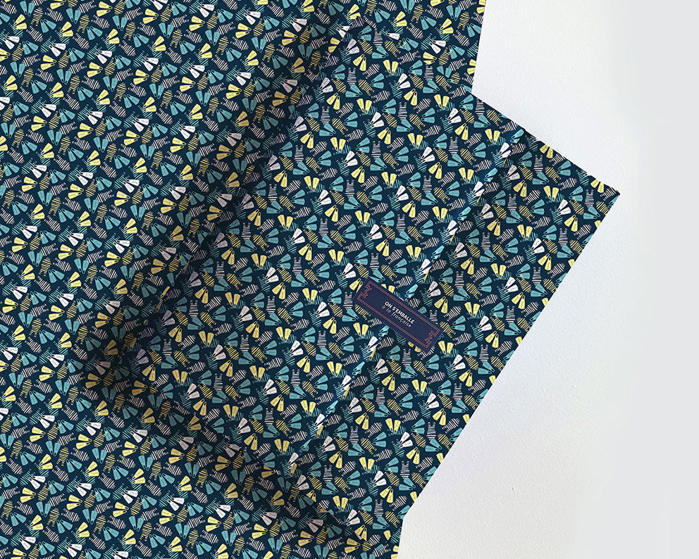 Comme une feuille, emballage cadeau M bleu Quimper et paquet